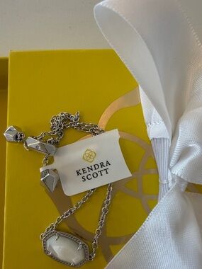 Kendra Scott Silver Necklace with White Pendant
